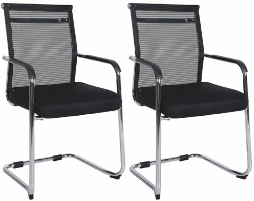 CLP Set De 2 Sillas Cantiéver Denny con Reposabrazos I Juego De 2 Sillas De Conferencias Elegantes con Base De Metal, Color:Cromado
