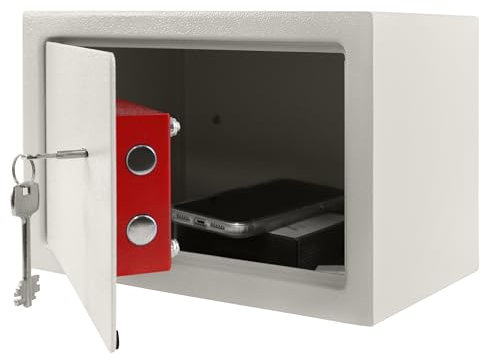 LZQ Cassaforte per mobili con serratura a doppia barba, cassaforte con serratura a chiave, cassaforte da parete, cassaforte da parete, armadietto per banconote, fondo con 2 chiavi, 31 x 20 x 20 cm