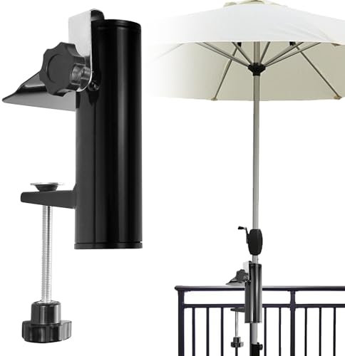 Abnaok Sonnenschirm Balkon Balkongeländer, Sonnenschirm Halterung Balkon, Sonnenschirmständer aus Metall, Wasserdicht und rostfrei