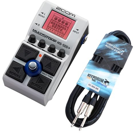 Zoom MS-50G+ MultiStomp Pedal Guitar Effects Device + Keepdrum Guitar Cable