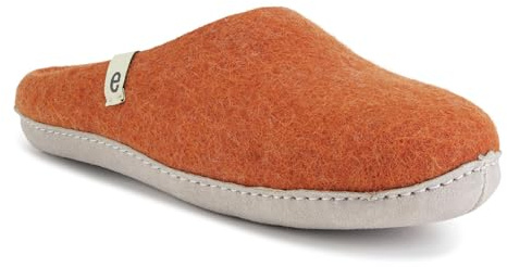 egos Zapatillas de estar por casa para hombre y mujer, cálidas y cómodas, para invierno y verano, zapatillas de fieltro hechas a mano para mujer de lana 100% natural, naranja, 45 EU