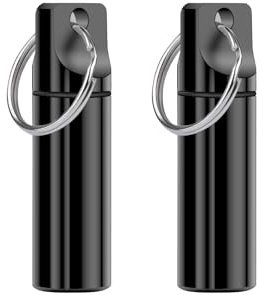 Opret 2 Pack Pillendose Schlüsselanhänger, Wasserdicht Metall Pillendose Klein für Unterwegs, Mini Tablettendose Tablettenbox Medikamentendose