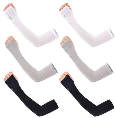 QEDBOJE 3 Paires de Manchons de Bras pour Hommes, Manches de Protection Solaire élastiques Respirantes en Soie glacée de Sport Unisexe pour Hommes et Femmes pour Les activités de Plein air