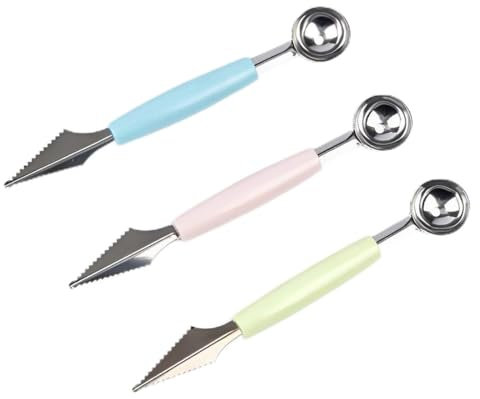 EIHI 3 Tranches Cuillere Parisienne,Coupe Pasteque Et Melon,Trancheuse à Pastèque Coupe-Melon Pour Cantaloup,Papaye,Fruit Du Dragon