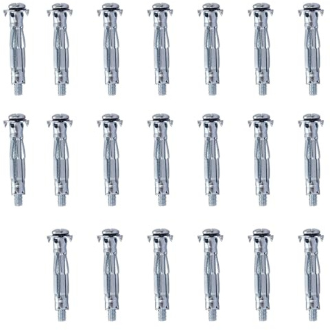 20 tasselli di ancoraggio a parete cava per M4, fissaggi in cartongesso, tasselli di espansione per cartongesso, 46 mm, in metallo resistente, per cartongesso, fissaggi a parete
