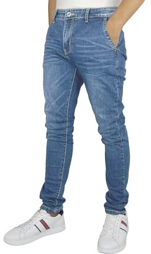 Gandy Jeans Uomo, 5 Tasche, Gamba Dritta, Pantalone Elasticizzato a Vita Alta, Regular Fit, LG790, Blu Chiaro, 56