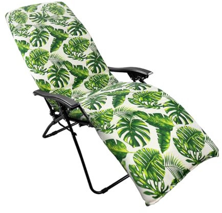 CHELY INTERMARKET Cojín Acolchado 180x55x8cm Hoja Verde Exterior Tumbonas Sillas Jardín Terraza Cómodo Poliéster Respaldo Largo Palets Reclinables Sujeción Elástica Vacaciones
