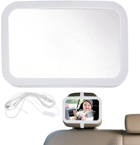 Specchietto Retrovisore Per Bambini Rivolto All'indietro Per Seggiolino Auto - Specchietto Retrovisore Per Bambini Con Luce A LED | Monitor Per Bambini Per Sedile Posteriore A LED