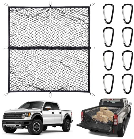 Ruioomeep Rete per bagagli altamente elastica, organizer da letto con 8 moschettoni in acciaio per grandi SUV, furgoni, fusibili per il carico fan, 120 x 120 cm, estensibile fino a 210 x 210 cm