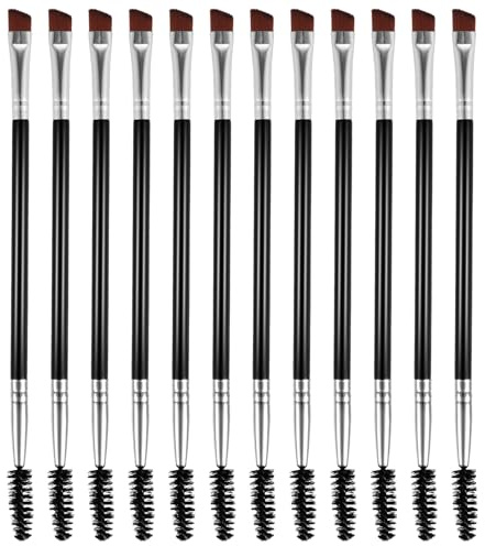 12 Pcs Eyebrow Tint Brush, Spoolie Brush Set, Professional Angled Brushes for Lash Extensions, Mascara & Brow Shaping