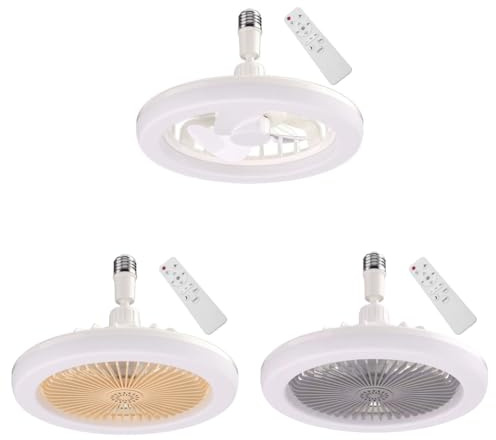Ventilatore da soffitto senza fili con luce a 3 colori e 3 velocità telecomando per interni domestici