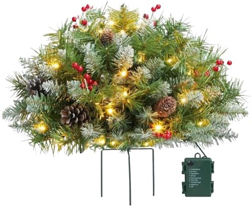 Holiday Planter Filler - Outdoor Light-Up Planter Filler with Tripod Stake, Festive Garden Decoration with LED Illumination, and Weather-Resistant Holiday Decor for Family Gatherings, Flower B