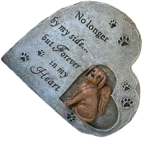 MOTHNUR Pierre Tombale Cœur en Résine pour Animaux de Compagnie Monument Commémoratif pour Chien Statue Décorative Résistante pour Jardin Ornement Funéraire Extérieur Souvenir Solide