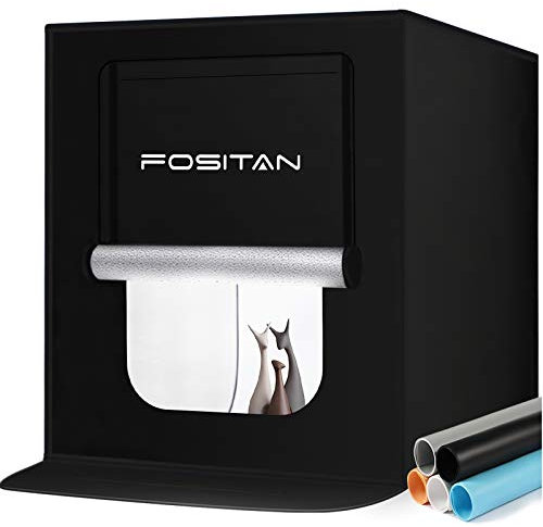 Fositan Lichtzelt 50,8 x 50,8 cm/50 x 50 cm Helligkeit, verstellbar, tragbar, faltbar, Fotostudio-Box, mit Haken und Schlaufe, Tisch-Beleuchtungs-Set mit hellen LEDs, 5 Farben