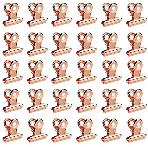 Clip del Raccoglitore 30 Pezzi Piccole Clip da Graffetta in Metallo per Bulldog per Sacchetti di Cibo, Immagini Foto, Artigianato Artistico, Home Office Supply 20mm (Oro rosa)