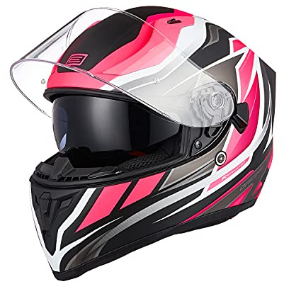 ORIGINE Casco Integrale da Moto Rapid Omologato ECE con Visiera (Revolution fluo fuxia-white-blk MATT,M)