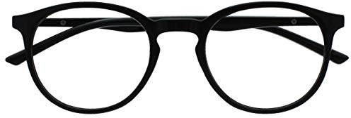 OPULIZE Met - Occhiali Filtro Luce Blu Montatura Tonda Sottile Antigraffio Cerniere a Molla Migliorano il Sonno Gaming Computer Anti Riflesso Nero Uomo Donna B60-1