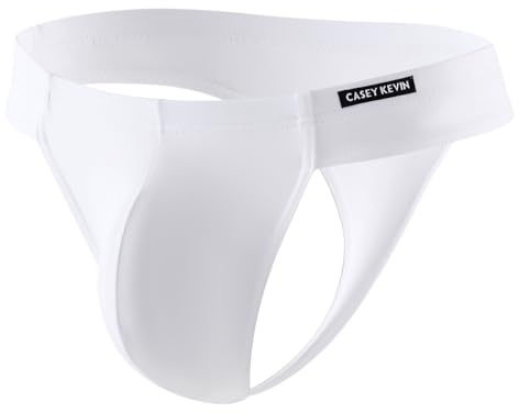 Mauro Kane Men's Sexy Thongs Ice Silk G-String Underwear Low Rise Bulge Pouch Seamless Tagless T-Back Underpants,White-L