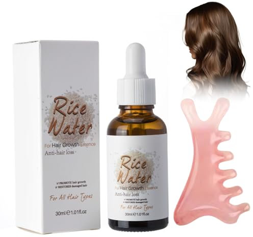 Rostblant 30ml Siero all'acqua di riso fermentata con pettine meridiano per il massaggio del cuoio capelluto, olio per capelli all'acqua di riso, migliora i capelli secchi
