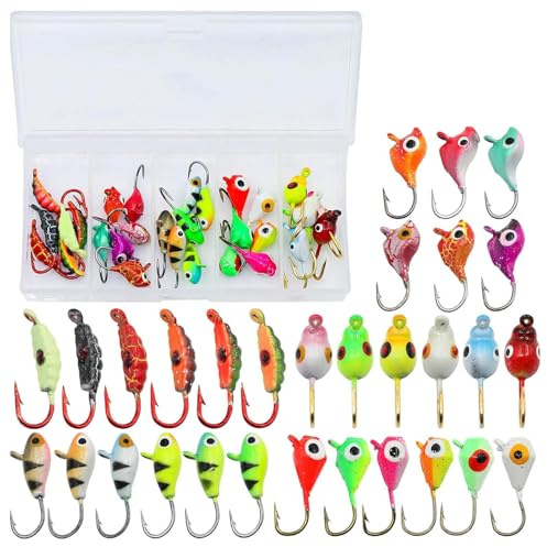 Isfiskedrag, Isfiske Jig,30X Isfiske Set | Fake Lure Fiskeredskap Tillbehör, Artificiellt Fiske Lure Pack för sötvattensaltvatten, fiskeentusiaster