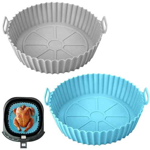 Teglia per Friggitrice ad Aria, accessori per friggitrice ad aria antiaderenti, rivestimento in silicone alimentare per friggitrice ad aria, resistente al calore fino a 230°C, facile da pulire