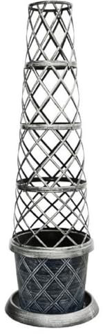 Garden Gear Black & Pewter Tower Pot, Climbing Plant Support Frame, Easy Assembly, Height 130cm (1)