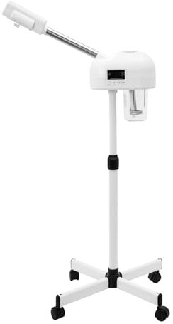 BAOCHADA Evaporatore facciale 750 W, vaporizzatore per sauna facciale, con ugello girevole a 360 gradi e pannello di controllo a LED, vaporizzatore viso per salon spa (bianco)