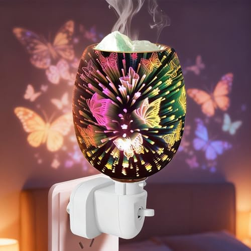 PORFOYO Lampada profumata elettrica, lampada profumata, lampada aromatica per cera profumata, lampada per fusione di cera, lampada 3D, in vetro elettrico, per casa, camera da letto, ufficio, yoga
