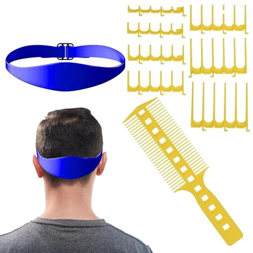 Set di pettini guida per tagliacapelli da uomo, kit per taglio capelli da, modello fascia in silicone, 7 pettini denti e strumento per lo styling