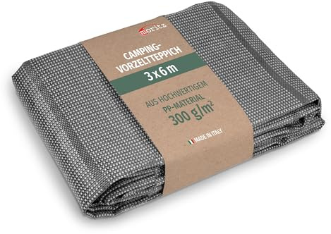 Tappeto per tenda, grigio scuro, 300 x 500 cm [300 g/m² PP] resistente alle intemperie, per campeggio, per roulotte, camper, traspirante, leggero, resistente ai raggi UV, lavabile
