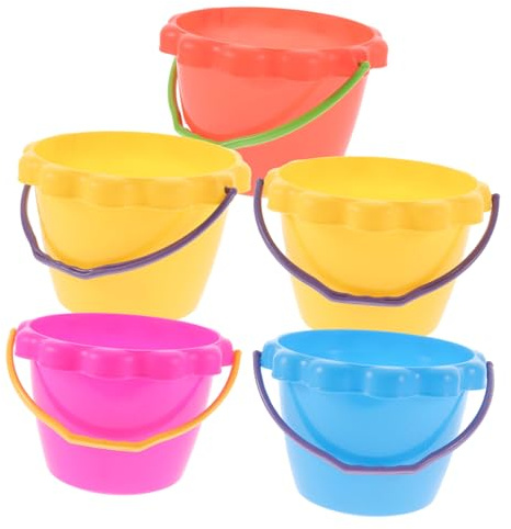 SOIMISS 5 pezzi Secchielli Spiaggia per Giocattoli Sabbia Sicuri in Plastica Durevole per Gioco Esterno Mare e Giardino Accessori Spiaggia per Ragazzi e Ragazze Colore Colore Casuale