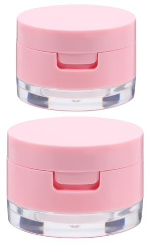 LIFKOME Lot de 2 sets de sets de Boîtes à Poudre Vides en ABS, Rose, Miroir et Houppette, Légères et Résistantes aux Fuites, pour Maquillage Quotidien