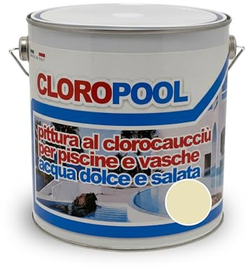 Pittura al Clorocaucciù per Piscine e Vasche – Smalto Professionale Alta Resistenza al Cloro, Salsedine e Raggi UV – Impermeabile per Cemento e Calcestruzzo, Resa 5-6mq/l (Sabbie Bianche, 12 Litri)