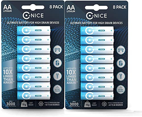 (PACCHETTO DI 16) Batterie al litio ad alta potenza AA Nice Power 3000mah 1,5V non ricaricabile Capacità Lampeggiare Fotocamera digitale per batteria da gioco Xbox Stilo Pile