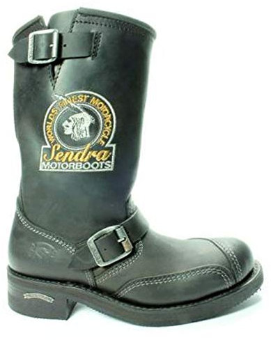 Sendra Boots 3565 Metal Negro Botas Motociclista Biker Moda Casual Mujer Hombre Punta Acero Suela Antideslizante Hecho A Mano Cuero Genuino Talla 40