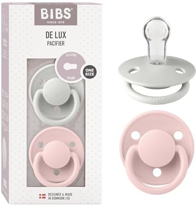 BIBS De Lux Schnuller 2er-Pack, BPA-frei, Kirschform Nippel. Silikon, Hergestellt in Dänemark. 0-36 Monate (2er Pack), Haze/Blossom