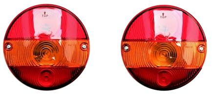 MelTruck - Juego de 2 faros traseros redondos con intermitentes led para remolque, tractor, remolcador, E20, con bombillas de 24 V