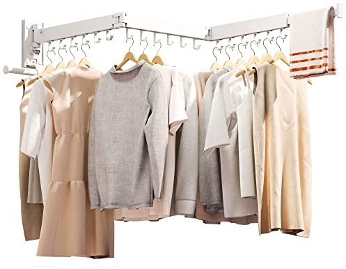 ZdwCyl Estante de Secado de Ropa, Estante de Secado de Ropa, Montaje en Pared, Estante de Ropa de Pared, retráctil, Plegable (Triple), Estante de Secado de Ropa, se Puede Plegar hacia Arriba,