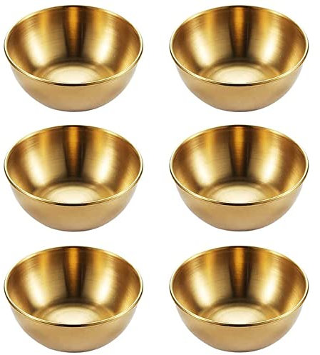 6 Pièces Mini Bols Ronds en Acier Inoxydable Doré - Bols à Tapas, Sauces Et Épices - Coupelles Rondes pour Sauce Soja, Fruits
