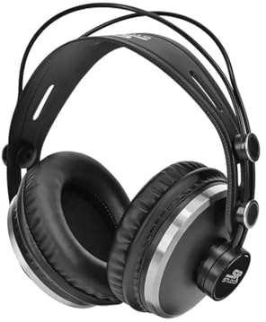 Monoprice Over Ear Closed‑Back Pro Audio Monitoring Headphones - 50mm Drivers, With Mini 3 Pin Connector, 3 Meter (9.84 Feet) Cable, Black - SR Studio Series