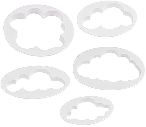 Ausstechform für Gebäck, 5 Stück Wolke Fondant Ausstecher, Wolke Ausstechformen, Fondant Zubehör Keksausstecher, Wolke Sandwich Plätzchen Ausstecher, für Backraum Café oder Hochzeitstorte