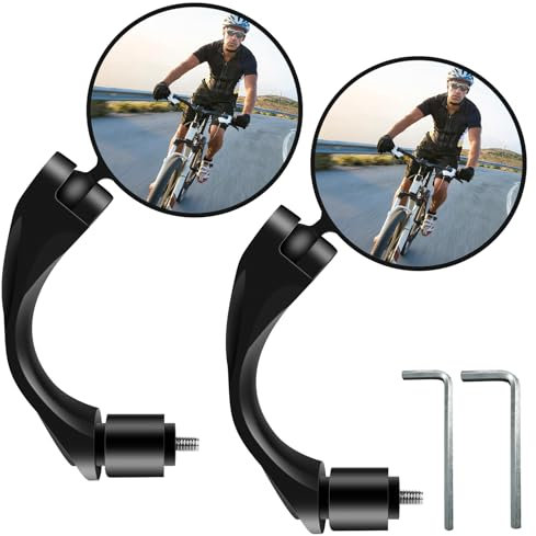 QKTYB 2 Pcs Bicycle Mirror, 360° Adjustable Bike Rearview Mirror for Handlebars, HD Wide Angle Bike Mirror for Mountain Bikes, Road Bikes