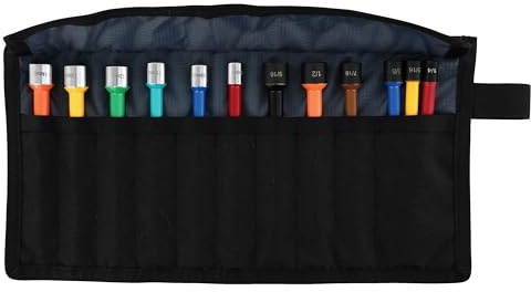 Wiha 94400 12 Piece Color Coded Magnetic Nut Setter SAE-Metric Set in Roll-up Pouch