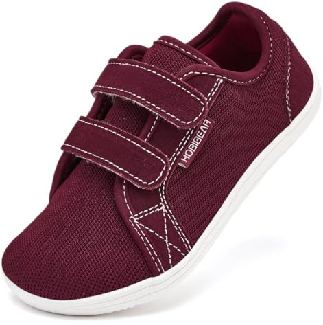 HOBIBEAR Kids Wide Barefoot Shoes for Boys Girls Outdoor Trail Running Minimalist Walking Shoes(Wine Red,11.5 UK Child)