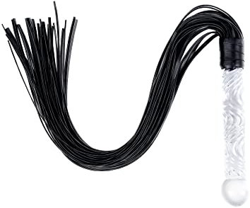 VFOX Black Whip for Cosplay Riding, Faux Leather Whip, Leather Floggers Whip with Handle for Fun