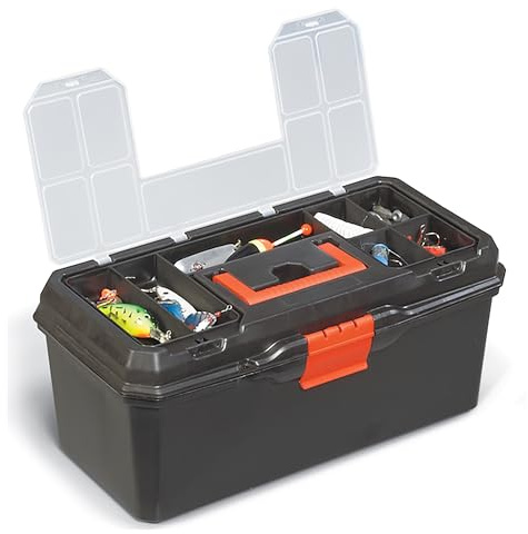 Dekton 16'' Toolbox With Lid Storage & Lift Outcarry Tray- 16-41cm|7 Storage Compartments| Dimensions: 200mm X 410mm X 180mm| Ideal For Engineers, Workshops And Tool Storage| Durable Carry Handle