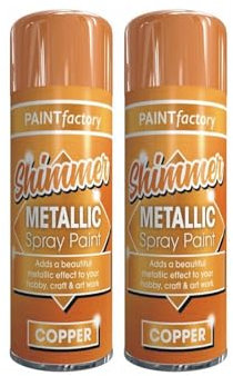 DIOXSTAR Metallic Copper Spray Paint, Quick Drying, Interior and Exterior Decoration, Multipurpose Use, Metallic Effect to your Craft & Art Work, 200ml (2 PCS)