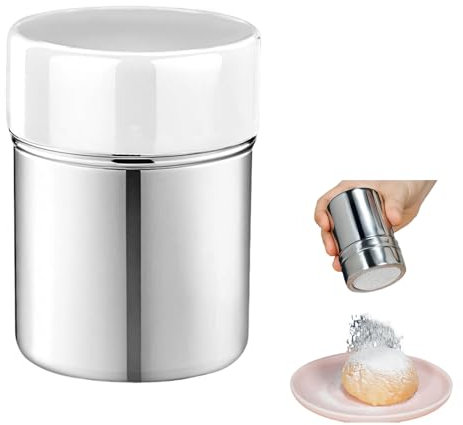 Saupoudreuse à Sucre Glace,Saupoudreuse à Sucre en Poudre avec Couvercle,Distributeur à Cacao,Tamis à Farine,Saupoudreuse en Inox,Petit Saupoudreur en Poudre,Saupoudreur de Sucre en Acier Inoxydable