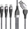 Unillous USB A/C Multi Cavo di Ricarica, 5 in 1 Multiplo Cavetto Micro USB Tipo C Nylon Intrecciato Cavo di Ricarica USB per SmartPhone Tablets Samsung Galaxy Huawei Xiaomi LG-1.2M