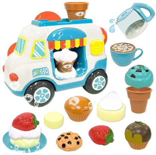 VBACALA Badewannenspielzeug,Eiswagen Schaumeismaschine badewanne Kinder,EIS&Nachmittagstee-Förmchen Kinder Badewanne Spielzeug,Wasser Spielzeug Geschenke für Jungen Mädchen Badespielzeug ab 3 Jahre